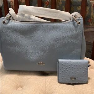 Coach Mia shoulder bag and wallet cornflower blue
